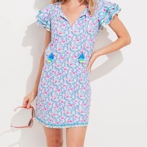 Vineyard Vines Flamingo print linen dress. Size XL